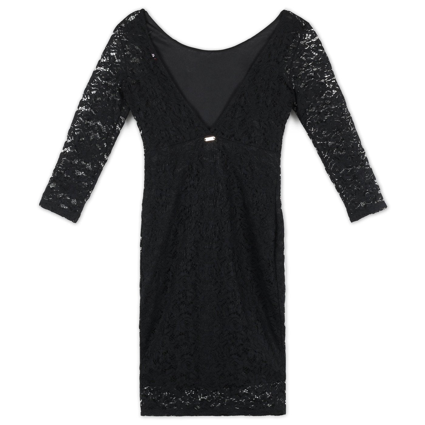 Guess 3/4-es Ujjú Csipkés Midi Ruha | Fekete