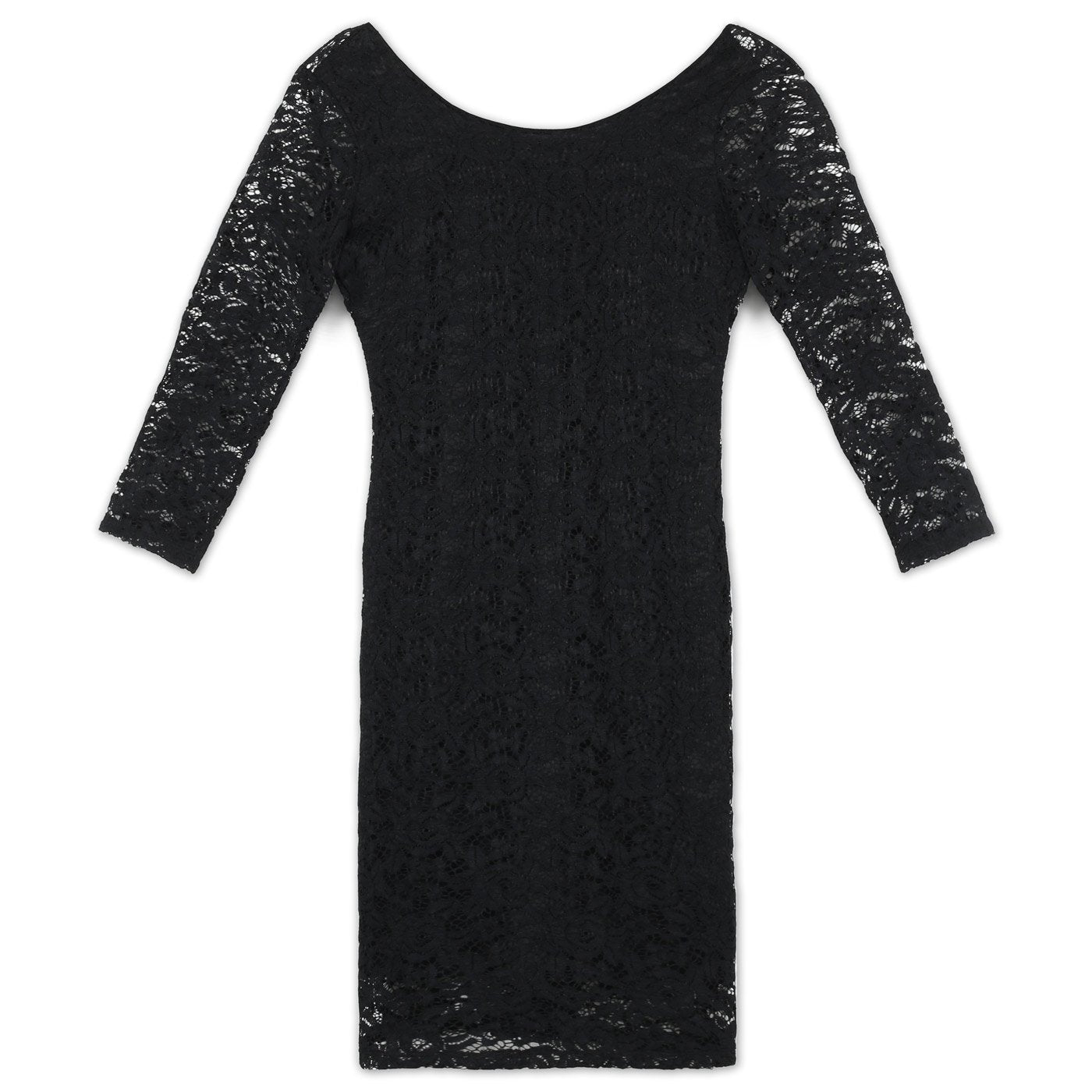 Guess 3/4-es Ujjú Csipkés Midi Ruha | Fekete