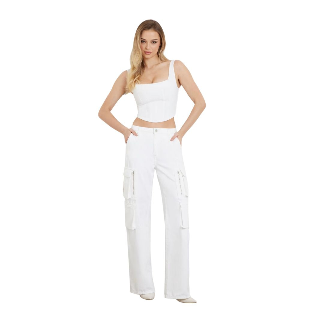 Guess White Denim Top
