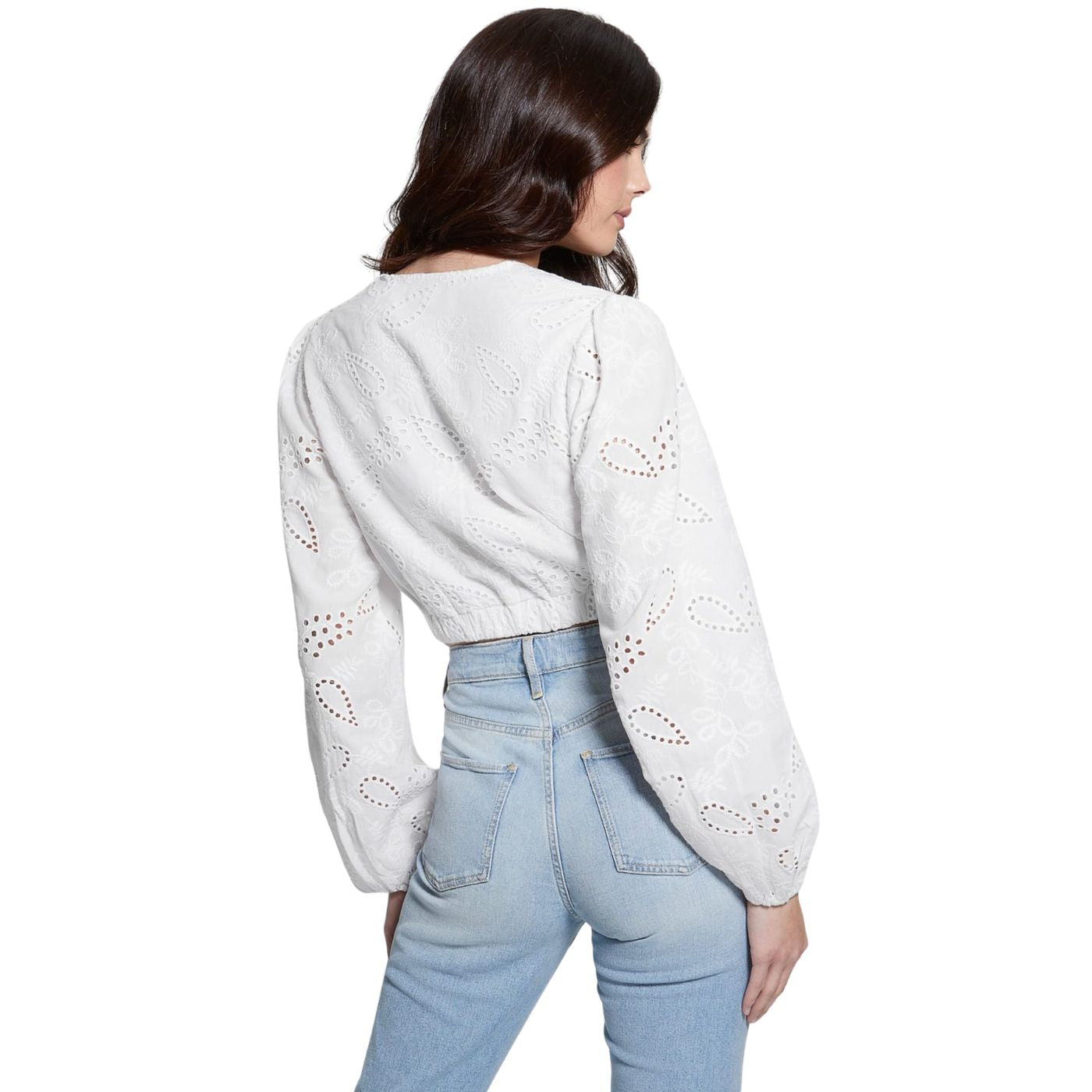 Guess Hosszú Ujjú CROP Blúz | FEHÉR