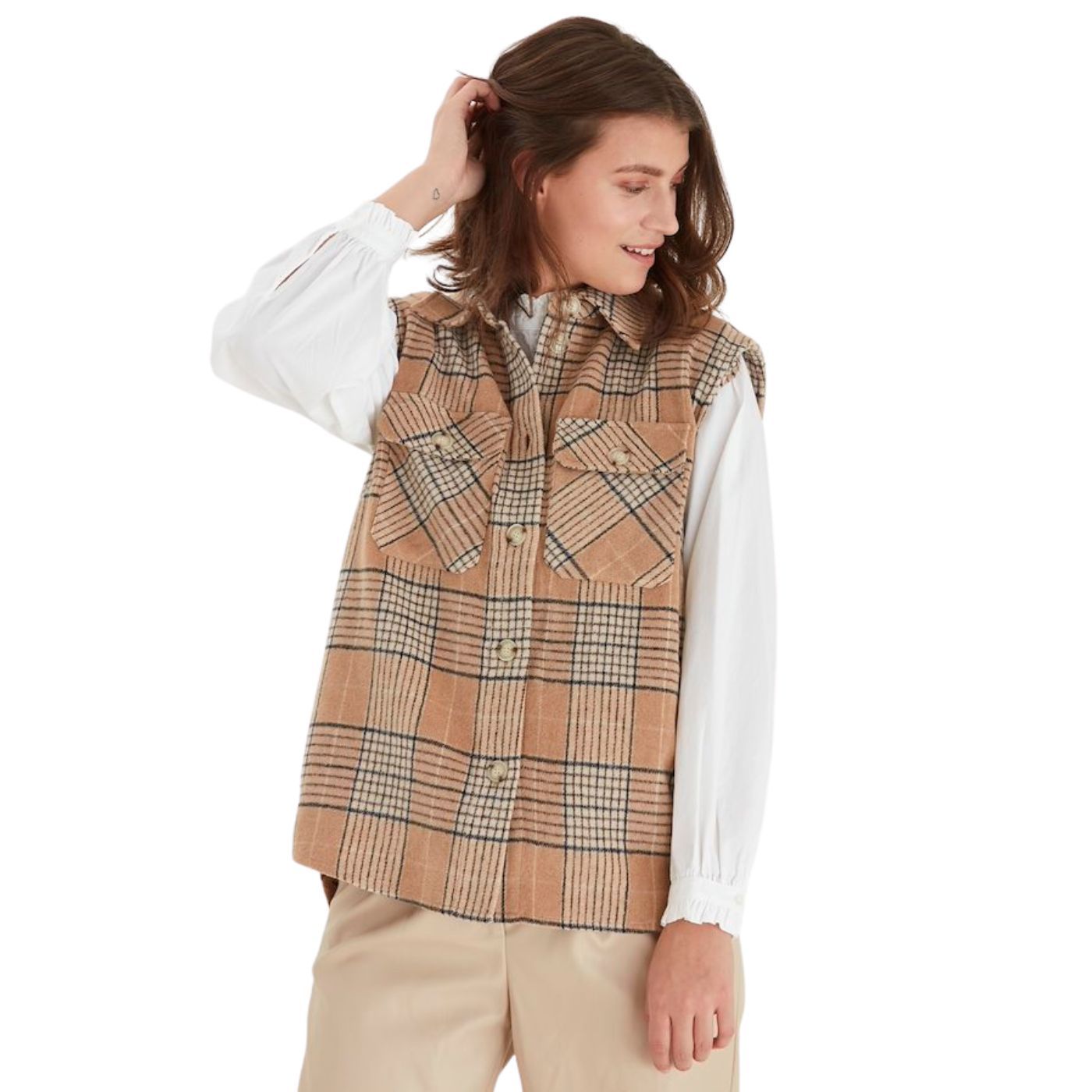 B.Young Bézs Fleece Mellény