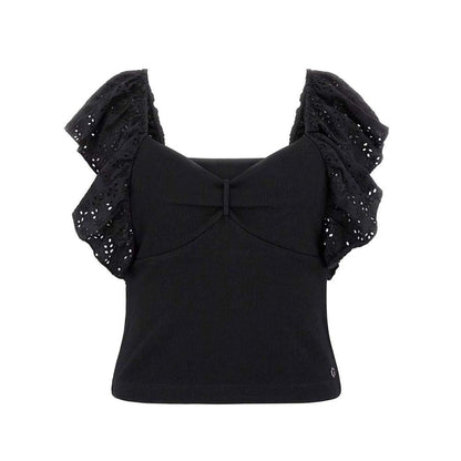 Guess Black Ruffle Top