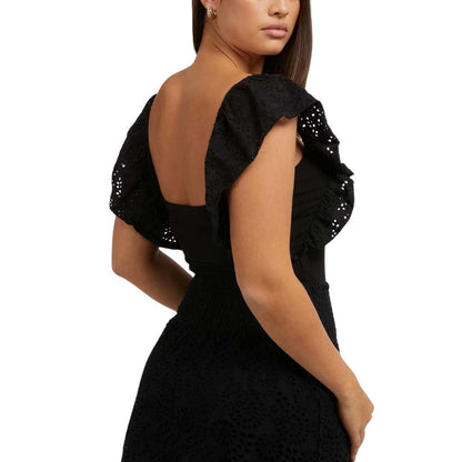 Guess Black Ruffle Top