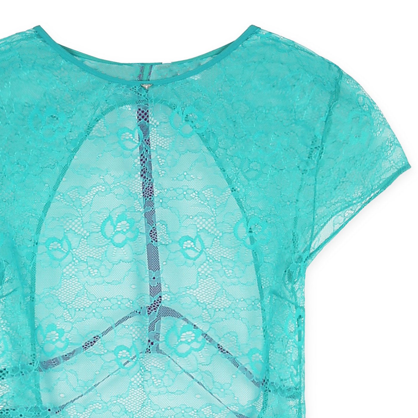 Guess Ujjatlan Csipke Body | Türkiz