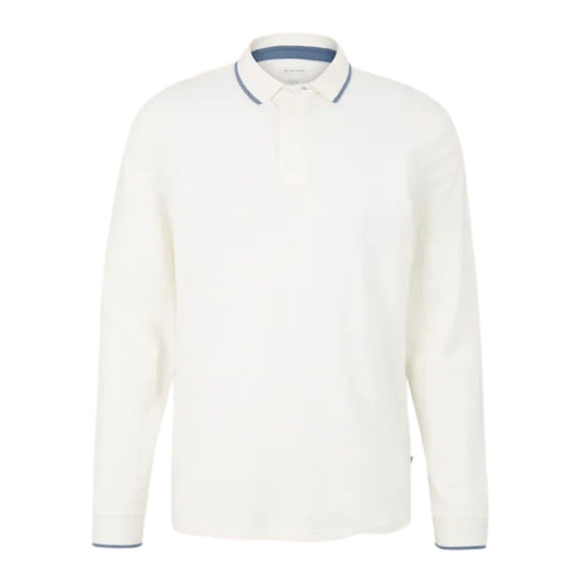Tom Tailor Long Sleeve Polo Shirt | White