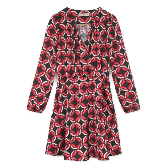 Rinascimento Long Sleeve Dress | Black-Red