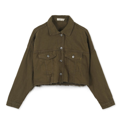 OVS Crop Denim Jacket| Khaki